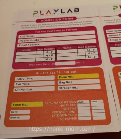 PlayLab Entry Form
